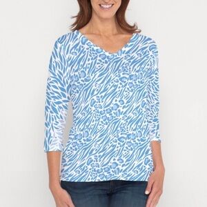 Blue and White Women's Blouse